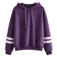 thumbnail image 2 of Jane Wardrobe Women's Striped Sleeve Hoodie, Loose Fit Drawstring Hooded Sweatshirt, 1 Piece, S-XXL Plus Size Friendly, 2 of 2