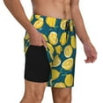 thumbnail image 3 of Balery Lemon Mens Swim Trunks Swim Shorts for Men Quick Dry Inseam Beach Shorts with Compression Liner Pocket-3X-Large, 3 of 9