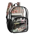 thumbnail image 2 of PVC Transparent Backpacks Clear Backpack for Travel and Outings Pink Rose Bushes, 2 of 7
