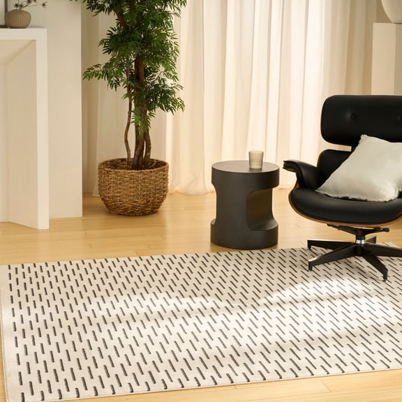 Nourison Nordic 4' x 6' Ivory Black Scandinavian Indoor Rug