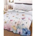 thumbnail image 3 of Quilts Twin Size, Spring Floral Soft Comforter Bedding Set for Bed, Watercolor Butterfly Summer Botanical Lightweight Quilted Bedspread with Pillow Cover(2 Pieces) for All Season, 68x86 Inch, 3 of 6