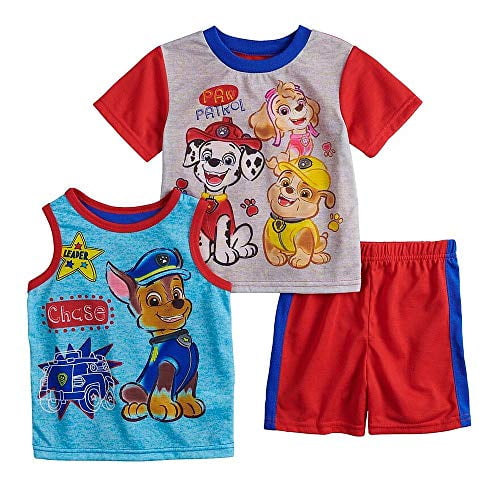 Paw Patrol Crew and Chase Watercolor 3-Piece Pajama Shorts Set (Size 4T)