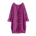 thumbnail image 5 of Lutiedan Long Sleeve Cardigans for Women Cotton Button Down High Low Cardigan Fall Casual Baggy Solid Cardigan,Purple,S, 5 of 6