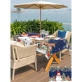 thumbnail image 4 of Outdoor Tablecloth with Umbrella Hole and Zipper, Navy Blue Christmas Rectangle Table Cloth 60x102 Inch Waterproof Tablecloth, Snowman Xmas Tree Poinsettia Eucalyptus Picnic Table Cover for Patio, 4 of 7