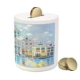 thumbnail image 3 of Christmas Piggy Bank, Noel Time at Amsterdam Canal with Historical Famous Buildings North Europe Design, Ceramic Coin Bank Money Box for Cash Saving, 3.6" X 3.2", Multicolor, by Ambesonne, 3 of 4