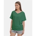 thumbnail image 2 of Women's V Neck Tunic Tops Short Sleeve T Shirts with Side Shirring Ruched Blouse Shirts, 2 of 4