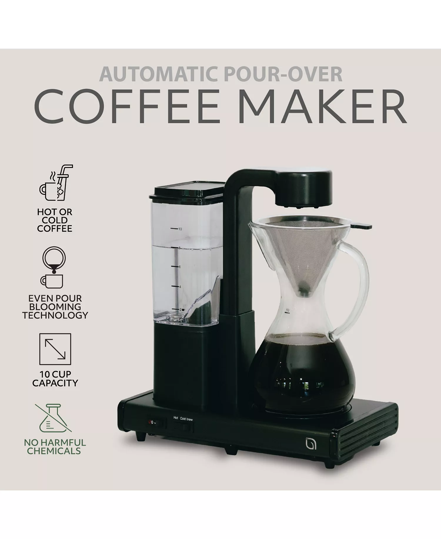Eco Series 10-Cup Pour Over Drip Hot & Iced Coffee Maker Machine