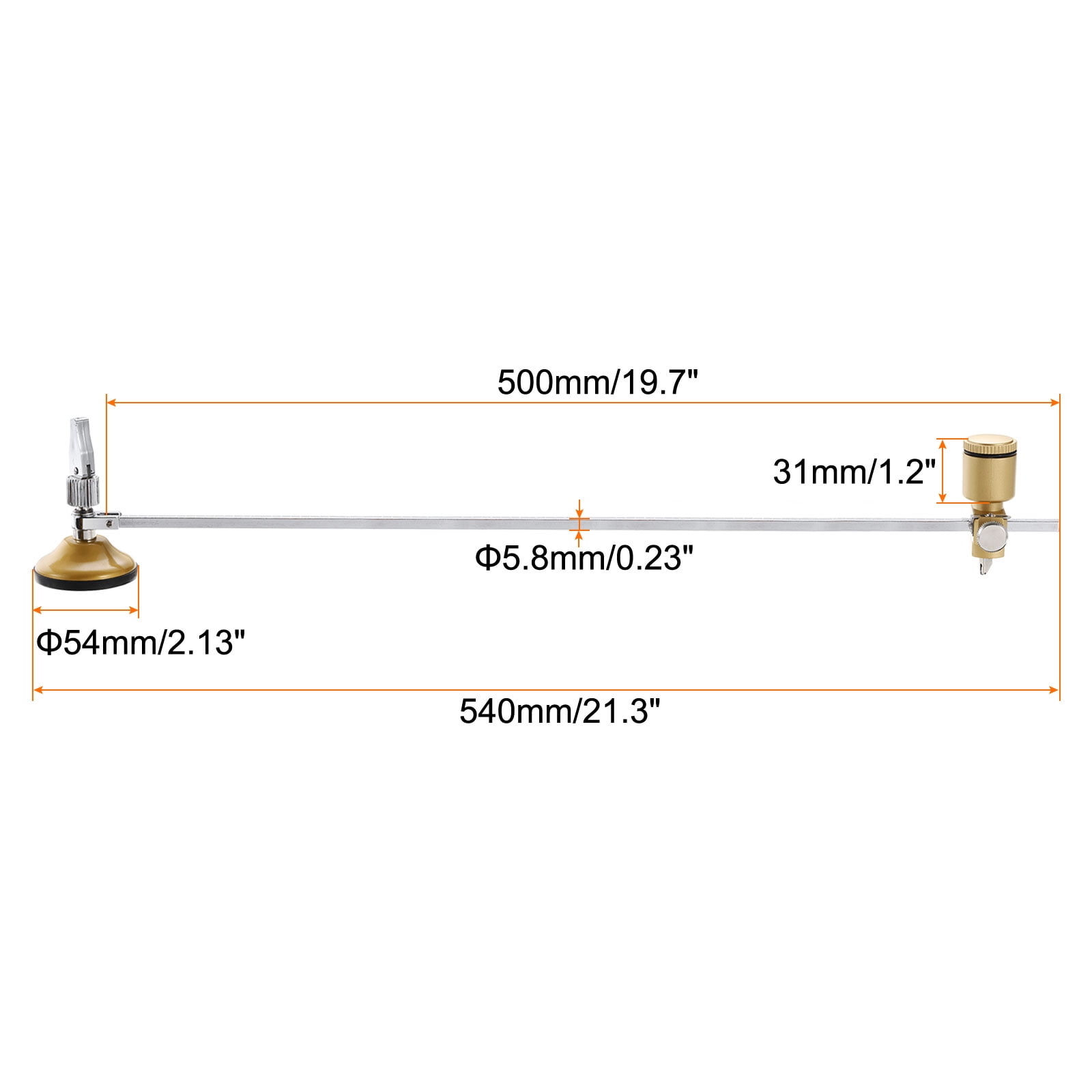 Oil-Filled Circular Glass Cutter 1.4"-19.7" Precise Cutting with Suction Cup Oil Tank for Glass