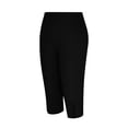 thumbnail image 4 of Stamzod Black Leggings Women Summer Solid Color High Waisted Stretch Capri Leggings Casual Slim Fit Plus Size Gym Leggings for Women Black F XL, 4 of 7