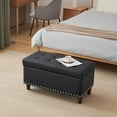 thumbnail image 6 of 31" Storage Ottoman Tufted Bed End Bench with Organization Faux Leather Foot Stool Toy Chest with Lid for Living Room, Bedroom, Entryway, Black, 6 of 13