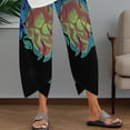 thumbnail image 5 of Pantalones capri Medlor con estampado bohemio de pierna ancha para mujer, 5 of 5
