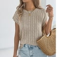 thumbnail image 4 of YUGYXL Womens Short Sleeve Sweater Casual Basic Crew Neck Loose Fit Knit Pullover Tops Spring Summer Lightweight Blouses Khaki L, 4 of 8