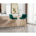 thumbnail image 3 of Guyou 32" Swivel Bar Stools Set of 2, Modern Velvet Upholstered Counter Height Bar Chair with Back and Footrest for Kitchen Island Bar, Green, 3 of 14