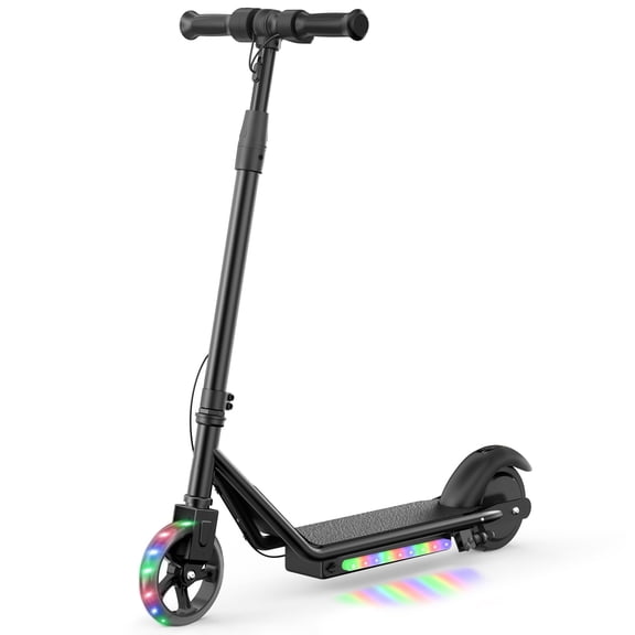 Electric Scooter for Kids Ages 6-12,150W 2-Speed Kids Electric Scooter with Adjustable Height, Colorful Lights, Double Brake
