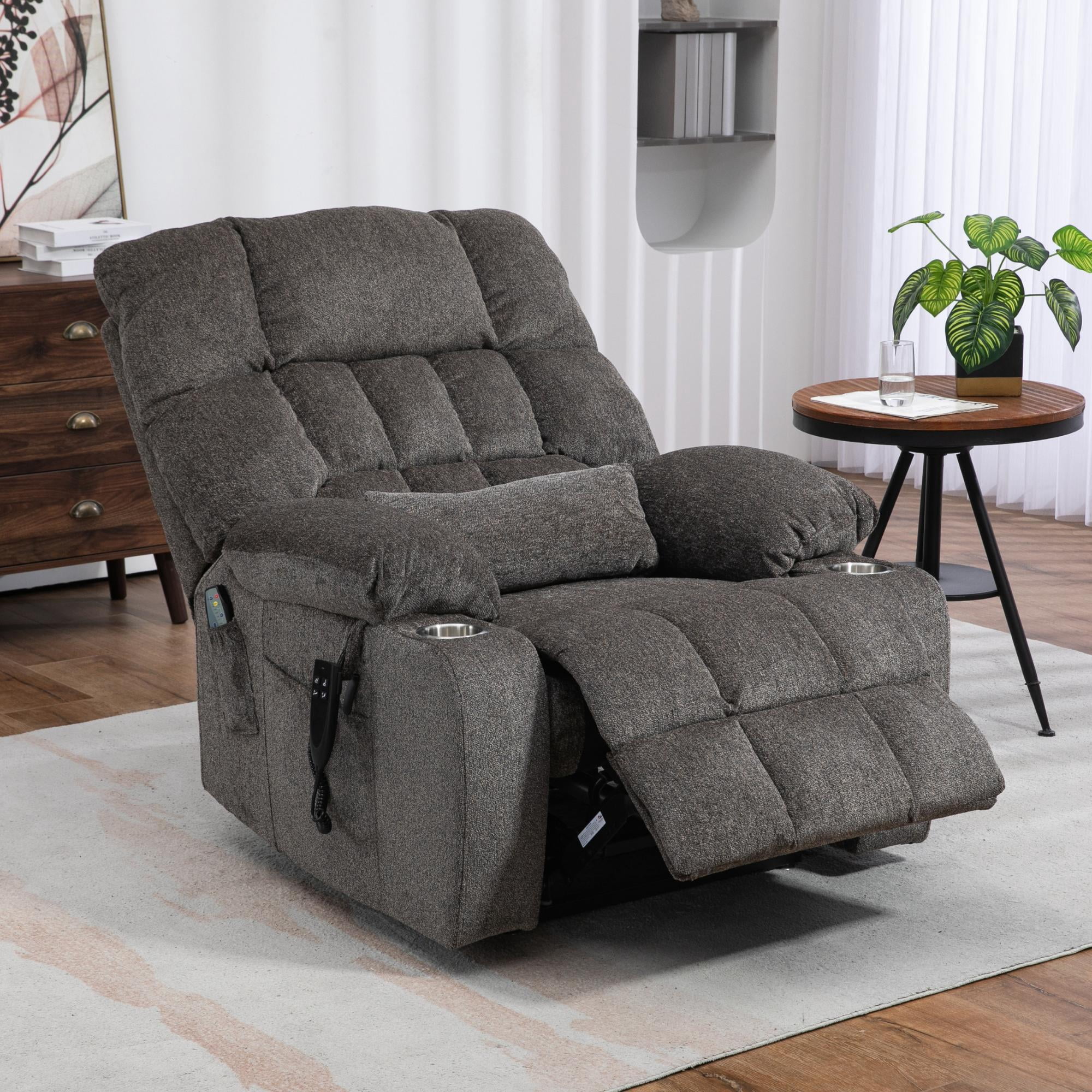 JUUXO Oversized Lay Flat Lift Recliner Chair with Cup Holders, Extra Large Power Lift Chair for Elderly with Heat & Massage, Big Tall 400 lbs