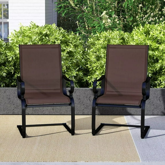 Harmijoy Set of 2 Patio Chairs C-Spring Motion Chairs w/ Quick-drying & Breathable Fabric