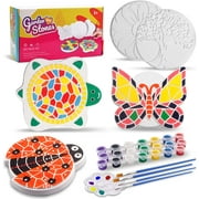 Paint Your Own Stepping Stones for Kids,5 Pack DIY Ceramic Painting Craft Kits,Arts and Crafts for Child Ages 4-8,Painting Crafts for Girls Ages 8-12,Outdoor Garden Art