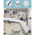 thumbnail image 3 of Quilt King Size Bedding Set, Vintage Blue Floral Reversible Summer Quilt 3 Pieces, Butterflies Watercolor Flower Linen Lightweight Bedspreads Coverlets with 2 Pillow Shams for All Seasons, 3 of 5