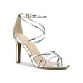 thumbnail image 1 of BLISSFUL STEP Women's Open Toe Strappy Straps Prom Stiletto Heels Sandals Silver 7, 1 of 8