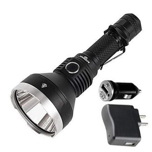 Acebeam T27 Cree XHP35 HI Led 2500 Lumens Throw distance 1180 Meters Power Bank Flashlight with USB-C Rechargeable w/Eco-Sensa USB Car  and  Wall Charger