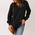 thumbnail image 4 of Womens Casual V Neck Sweatshirt Loose Soft Long Sleeve Pullover Tops Solid Shirts with Side Pockets, 4 of 5