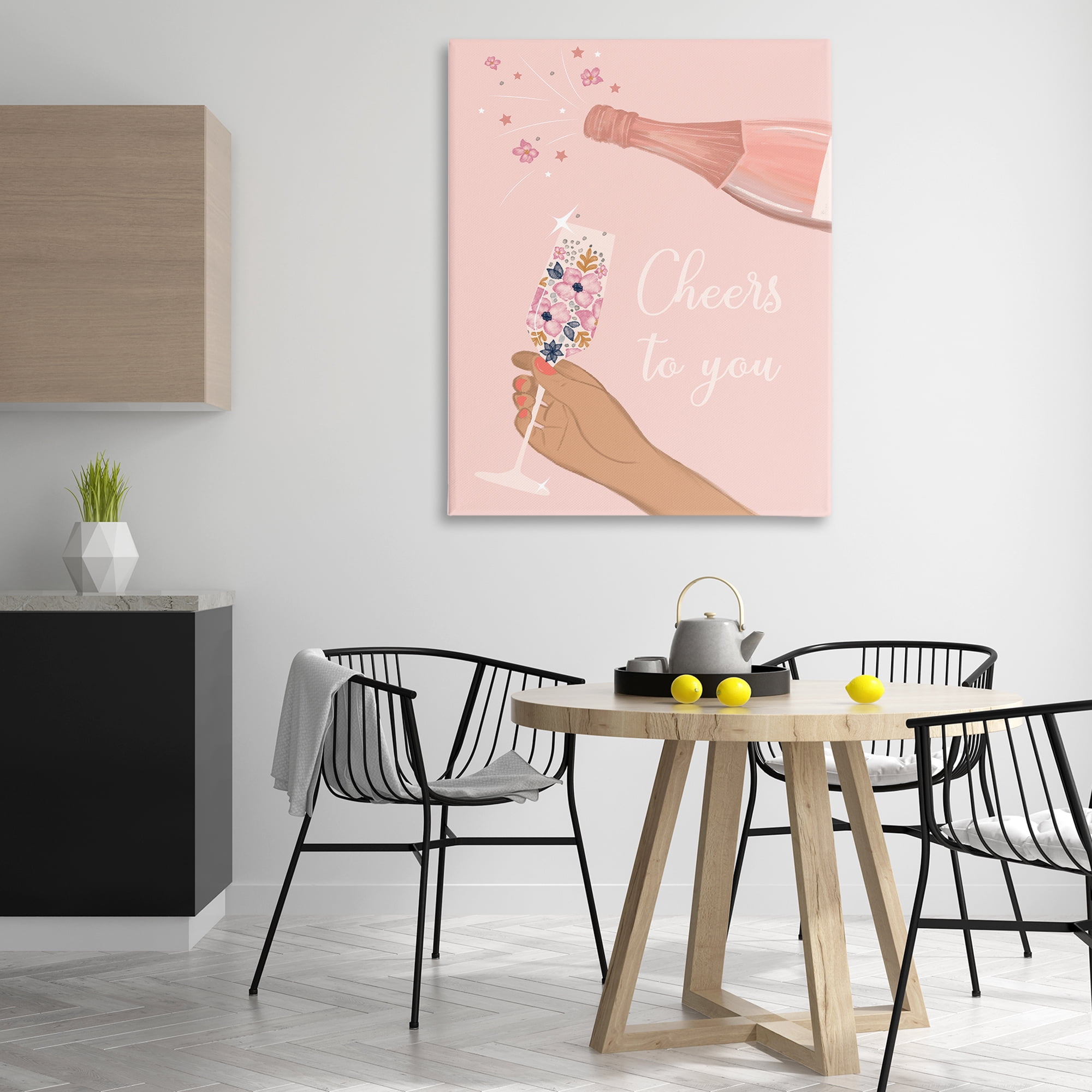 Stupell Industries Cheers To You Champagne Food & Beverage Painting Gallery Wrapped Canvas Art Print Wall Art, 36 x 48