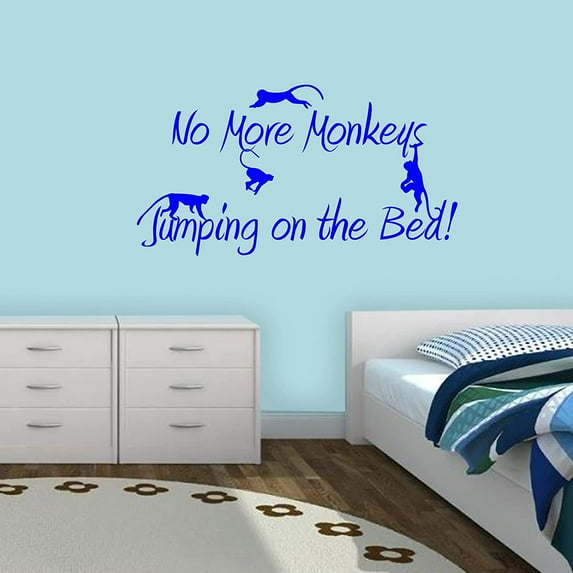 VWAQ No More Monkeys Jumping On The Bed Vinyl Wall Decal Kids Room Decor