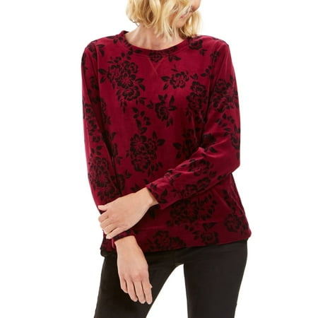 Karen Scott Women's Petite Floral-Print Sweatshirt Purple Large