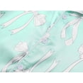 thumbnail image 3 of Beezizac Satin Pajamas for Girls-Light Green Silky Short-Sleeved Set with Charming White Bow Print Size 12, 3 of 7
