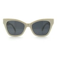 thumbnail image 3 of Womens Oversized Horn Rim Cat Eye Retro Fashion Plastic Sunglasses Ivory - Black, 3 of 8