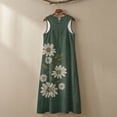 thumbnail image 5 of Xoenoiee Daisy Flower Print Women's Maxi Dresses with Pockets 2026 Summer Spring, Casual Boho Beach Long Sundress, Cotton Linen Sleeveless Tank Dress Vacation Outfits, Size 3XL, 5 of 7