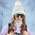 thumbnail image 3 of ievspot 1 Set Women Winter Hat And Scarf Set Plush Ball Decor Contrast Color Thick Plush Line Outdoor Ski Skating Cycling Neck Cover Cap Set, 3 of 8