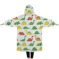 thumbnail image 2 of Oversized Wearable Blanket Hoodie,Colorful Dinosaur Repeat Pattern Sherpa Blanket Hoodie with Super Pockets,Super Warm Fuzzy Pullover for Women & Men, 2 of 6