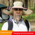 thumbnail image 3 of SNNROO Solar Fan Outdoor Fishing Hat  Men Sun Hat with 2 Solar Fans  3 Speed Adjustable - Effective Sun Protection - Breathable Mesh Material - USB/Solar Powered - Ideal for Fishing  Gard, 3 of 4