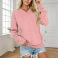 thumbnail image 2 of Duoif Womens Sweatshirt, Women's V-Neck Fleece Sweatshirt - Cute Oversized Winter Top Sweatshirt for Women Pink L, 2 of 4