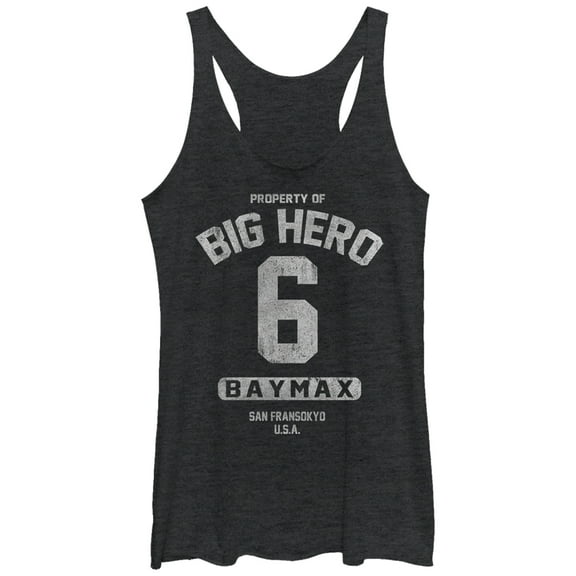 Women's Big Hero 6 Property Baymax  Racerback Tank Top Black Heather Small