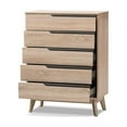 thumbnail image 3 of Baxton Studio Fella Two-Tone Oak and Gray Wood 5-Drawer Chest, 3 of 6