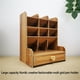thumbnail image 4 of Monstrate Cajón de madera para bolígrafos, caja de papelería de gran capacidad, organizador de rejillas múltiples, contenedor multifunción Almacenamiento y organización del hogar, 4 of 6
