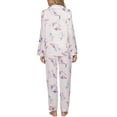 thumbnail image 3 of INSPIRE CHIC Women's Satin Pajama Sets Floral Button Down Shirt and Pants Silky Sleepwear 2 Pcs PJ Set S Light Pink, 3 of 5