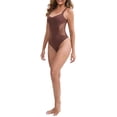 thumbnail image 2 of INSPIRE CHIC Mother's Day Women's Mesh Seamless Wide Straps Push Up Slimming Waist Bodysuits M Dark Brown, 2 of 5