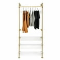 thumbnail image 4 of Gold Metal Ceiling Free Standing Clothes Bar Display Closet Rod Garment Rack, 4 of 12
