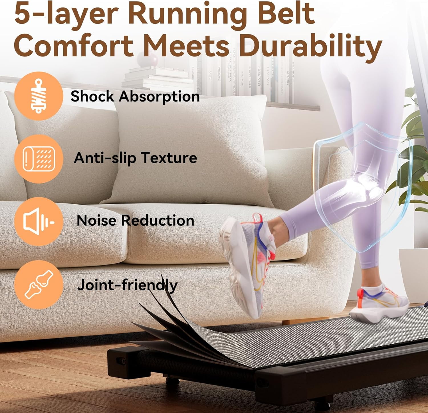 Treadmill for Home with Incline Folding Treadmills Running Machine for Small Spaces with Handle 300 LB, 3HP, 7.5 MPH Foldable Treadmill with App