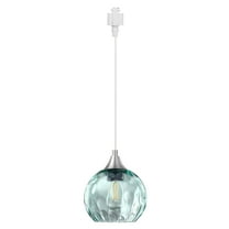 Kiven H-Type track lighting pendants,Modern h track pendant lights with Green Glass Globe,Decorative Track Lighting Fixture for Kitchen Hallway Restaurant Shop(1-Light)