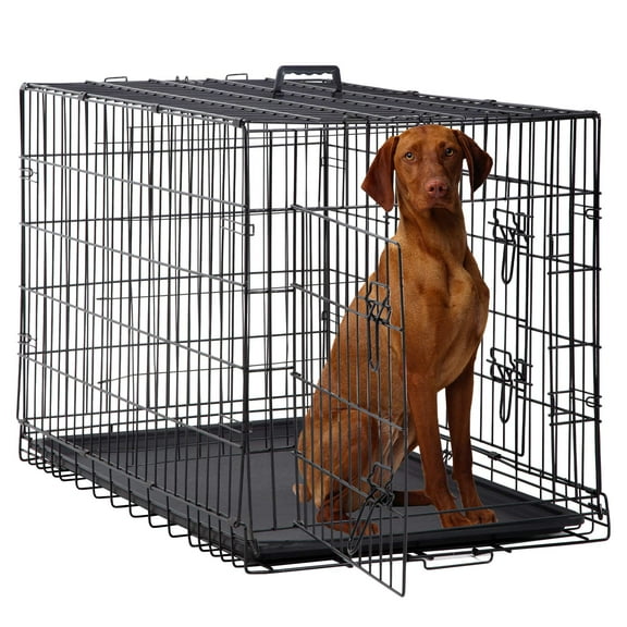 CL.HPAHKL 48 inch Dog Cage for Large Dogs Indoor, Folding Dog Crates and Kennels Double Door, Pet Cage with Tray Pan for Dogs ,dog crates for large dogs
