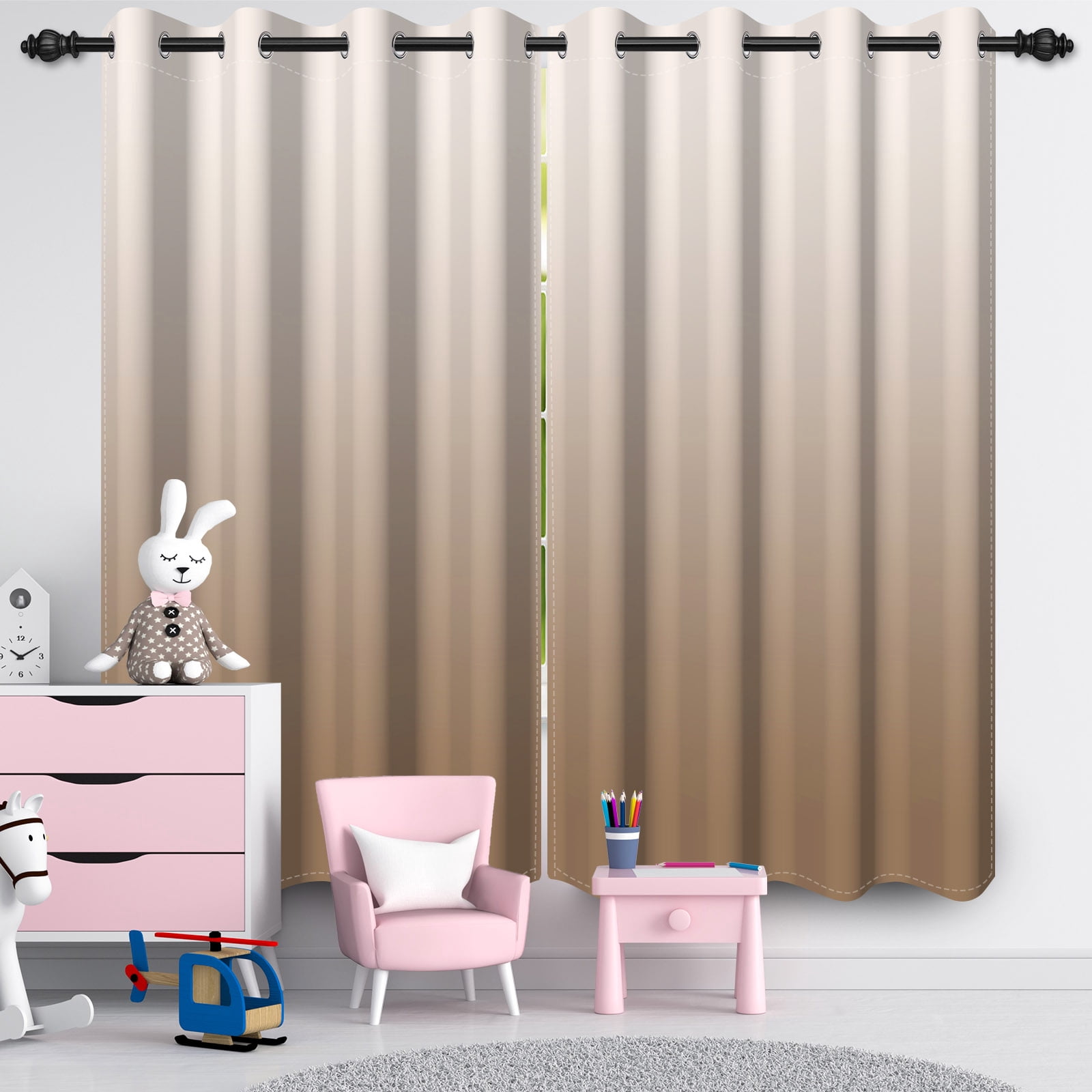 Nanqianyi Brown Ombre Blackout Curtains with Grommet, Room Darkening Window Drapes for Living Room/Bedroom,2 Panels, 42x96 inches