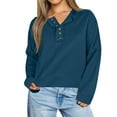 thumbnail image 3 of HTNBO Womens Sweatshirt Casual Long Sleeve Lightweight Sweatshirts Button Loose Pullover Tops, 3 of 5