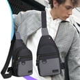 thumbnail image 1 of Bolso de Hombro Cruzado Ligero de Tela Oxford, Mochila Bandolera Multifuncional de Viaje con Correa Ajustable, Múltiples Bolsillos, 11.8x6.7x1.9 pulgadas, Gris Negro Azul Verde Militar., 1 of 6