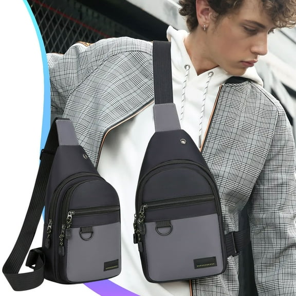 Lightweight Sling Bag Multifunctional Nylon Travel Chest Crossbody Bag w/ Headphone Port Fits 7.9” Tablet for Men Women