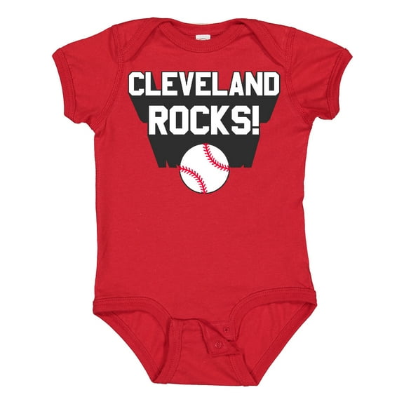 Inktastic Cleveland Rocks with Baseball Boys or Girls Baby Bodysuit