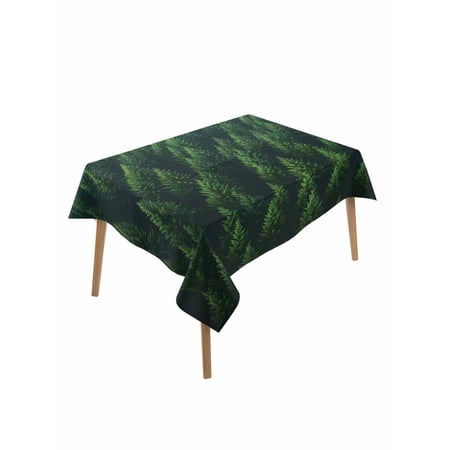 Green Forest Table Cloth 60x102 Inch Rectangle Pine Trees Forest Landscape Art Summer Waterproof Tablecloth Washable Table Cover for Party Picnic Dinner Decor
